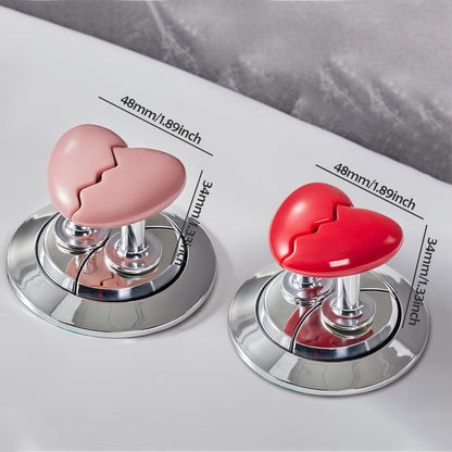 2 pcs Toilet Buttons Broken Heart Shaped 2 Colors Toilet Cute Push Tank Buttonss Toilet Lid Cover Handle Replacement Sticky Drawer Pull Button Aid