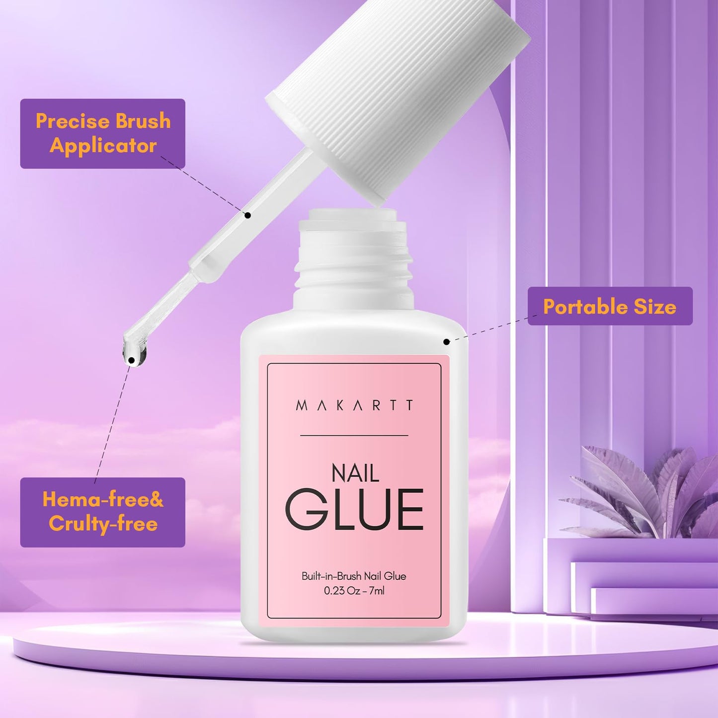 Makartt Super Strong Nail Glue for Press on Nails: Acrylic Nail Tips-Fake Nails-Salon Quality Brush On Nail Glue-Easy Application Durable & Long-Lasting Glue False Nails