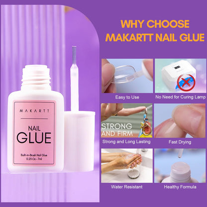 Makartt Super Strong Nail Glue for Press on Nails: Acrylic Nail Tips-Fake Nails-Salon Quality Brush On Nail Glue-Easy Application Durable & Long-Lasting Glue False Nails