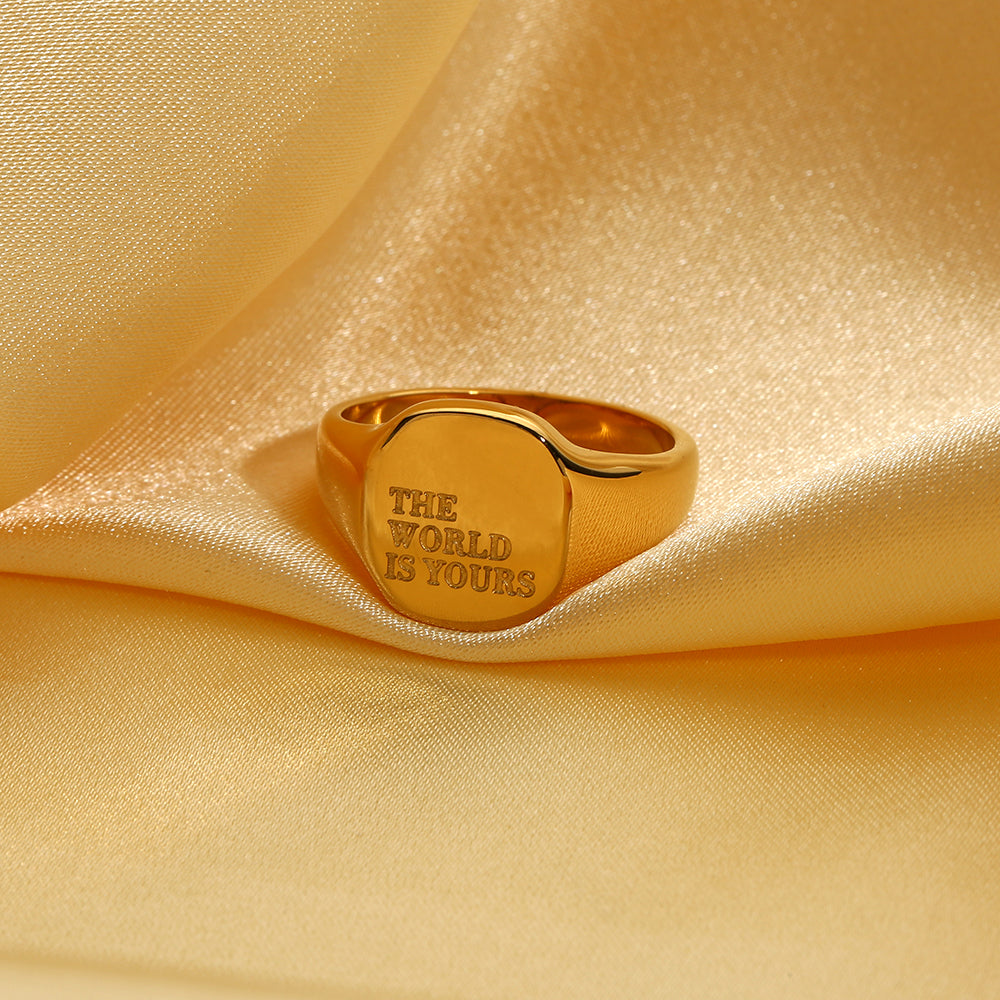 Engraved Ring: 18K Gold PVD