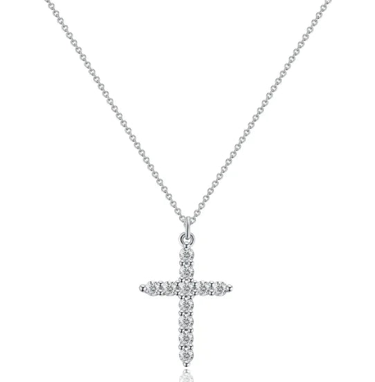 Cross Zircon Full Diamond Crown Necklace