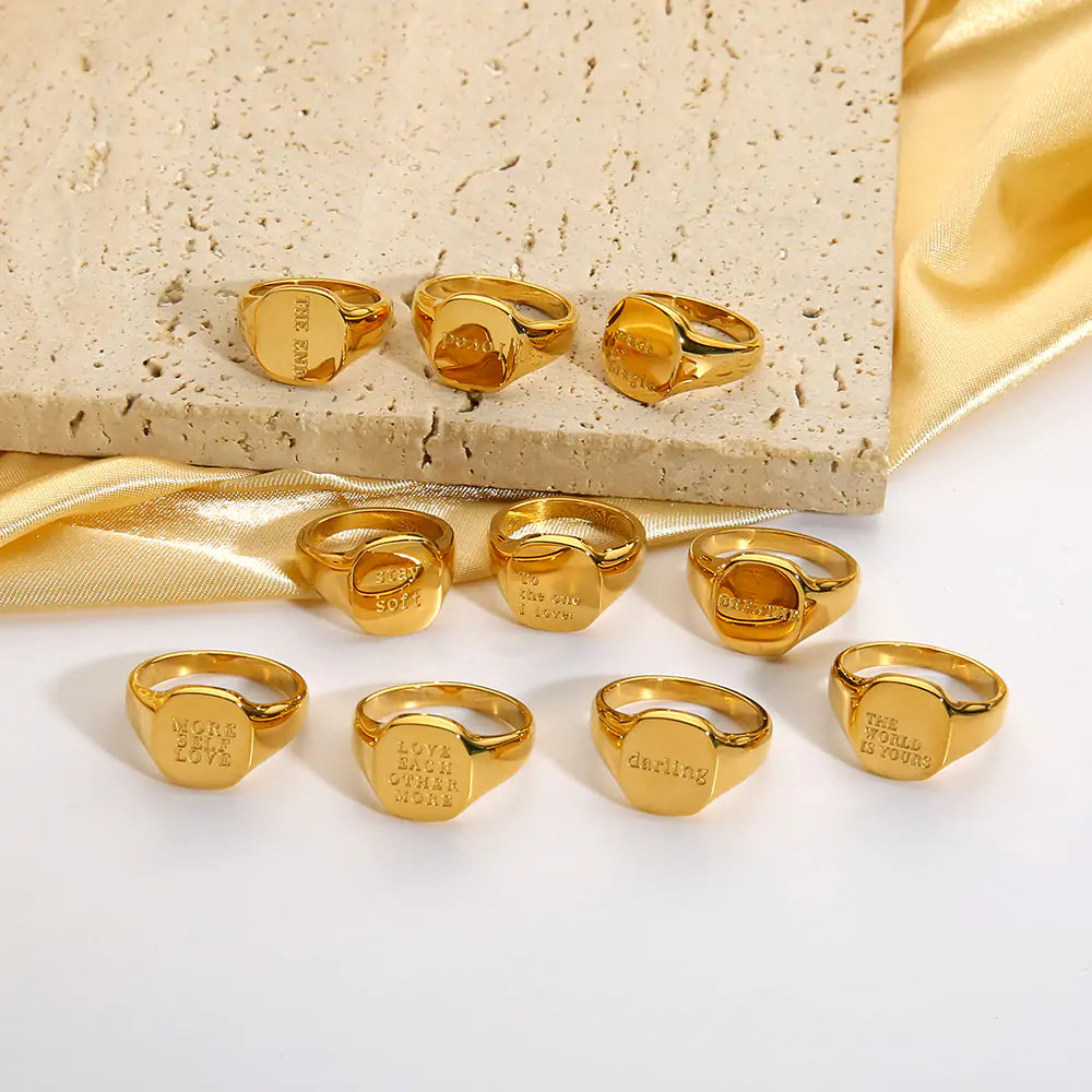 Engraved Ring: 18K Gold PVD